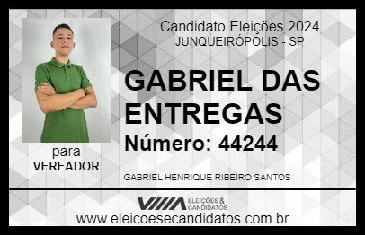 Candidato GABRIEL DAS ENTREGAS 2024 - JUNQUEIRÓPOLIS - Eleições