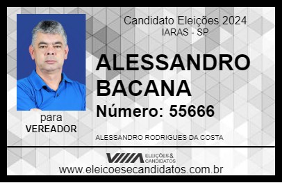 Candidato ALESSANDRO BACANA 2024 - IARAS - Eleições