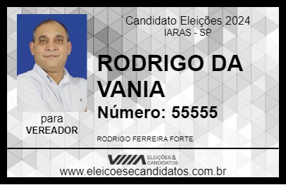 Candidato RODRIGO DA VANIA 2024 - IARAS - Eleições