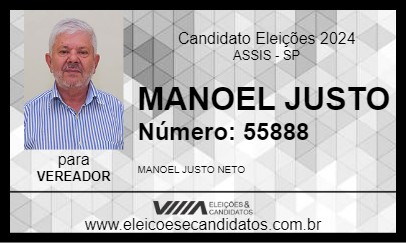 Candidato MANOEL JUSTO 2024 - ASSIS - Eleições