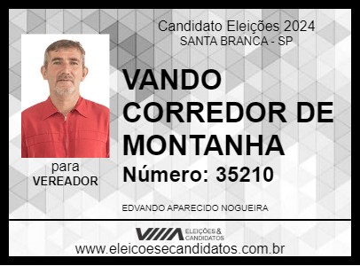 Candidato VANDO CORREDOR DE MONTANHA 2024 - SANTA BRANCA - Eleições