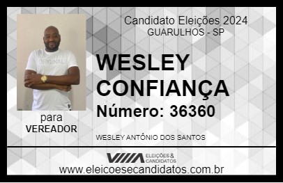 Candidato WESLEY CONFIANÇA 2024 - GUARULHOS - Eleições