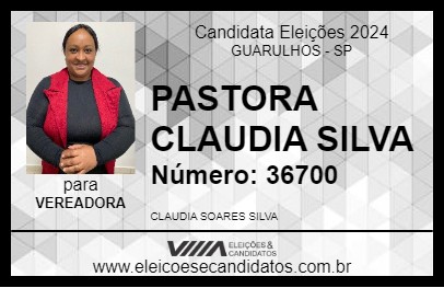 Candidato PASTORA CLAUDIA SILVA 2024 - GUARULHOS - Eleições