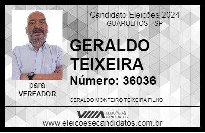 Candidato GERALDO TEIXEIRA 2024 - GUARULHOS - Eleições