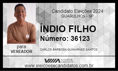 Candidato ÍNDIO FILHO 2024 - GUARULHOS - Eleições