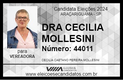 Candidato DRA CECILIA MOLLESINI 2024 - ARAÇARIGUAMA - Eleições