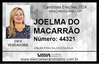 Candidato JOELMA DO MACARRÃO 2024 - ARAÇARIGUAMA - Eleições