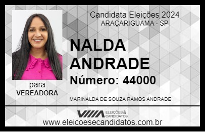 Candidato NALDA ANDRADE 2024 - ARAÇARIGUAMA - Eleições