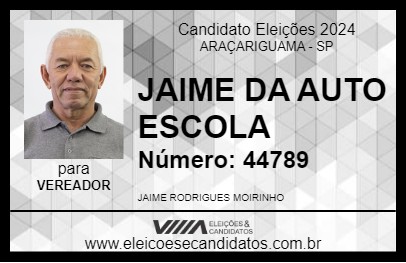 Candidato JAIME DA AUTO ESCOLA 2024 - ARAÇARIGUAMA - Eleições