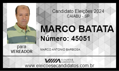 Candidato MARCO BATATA 2024 - CAIABU - Eleições