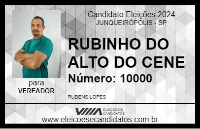 Candidato RUBINHO DO ALTO DO CENE 2024 - JUNQUEIRÓPOLIS - Eleições