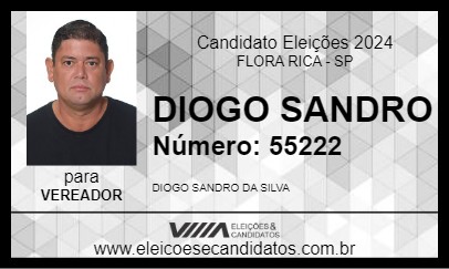 Candidato DIOGO SANDRO 2024 - FLORA RICA - Eleições