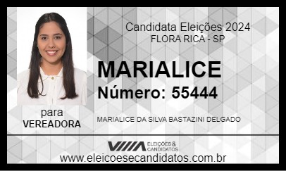 Candidato MARIALICE 2024 - FLORA RICA - Eleições