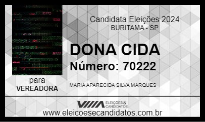 Candidato DONA CIDA 2024 - BURITAMA - Eleições