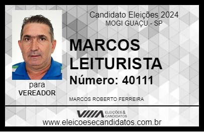 Candidato MARCOS LEITURISTA 2024 - MOGI GUAÇU - Eleições