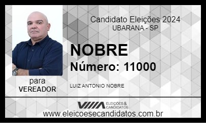 Candidato NOBRE 2024 - UBARANA - Eleições