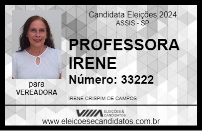 Candidato PROFESSORA IRENE 2024 - ASSIS - Eleições