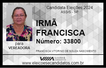 Candidato IRMÃ FRANCISCA 2024 - ASSIS - Eleições