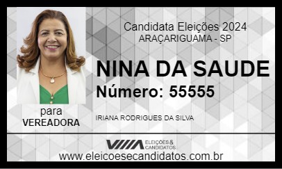 Candidato NINA DA SAUDE 2024 - ARAÇARIGUAMA - Eleições