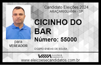 Candidato CICINHO DO BAR 2024 - ARAÇARIGUAMA - Eleições