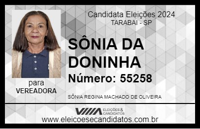 Candidato SÔNIA DA DONINHA 2024 - TARABAI - Eleições