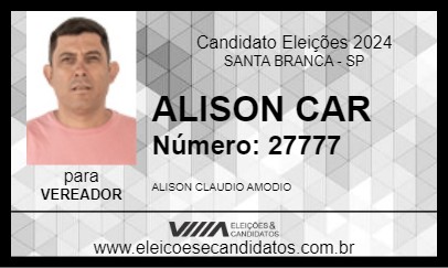 Candidato ALISON CAR 2024 - SANTA BRANCA - Eleições