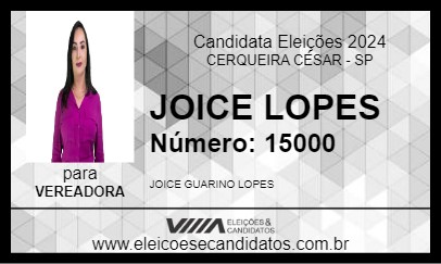 Candidato JOICE LOPES 2024 - CERQUEIRA CÉSAR - Eleições