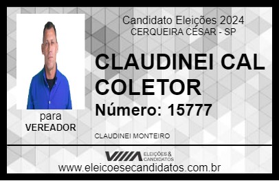 Candidato CLAUDINEI CAL COLETOR 2024 - CERQUEIRA CÉSAR - Eleições