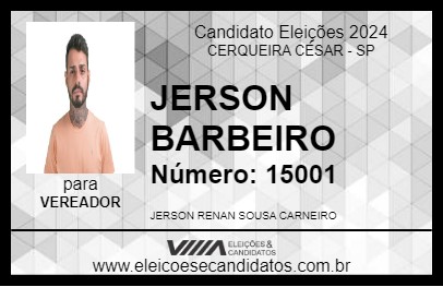 Candidato JERSON BARBEIRO 2024 - CERQUEIRA CÉSAR - Eleições