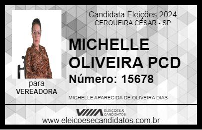 Candidato MICHELLE OLIVEIRA PCD 2024 - CERQUEIRA CÉSAR - Eleições