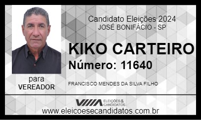 Candidato KIKO CARTEIRO 2024 - JOSÉ BONIFÁCIO - Eleições