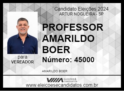 Candidato PROFESSOR AMARILDO BOER 2024 - ARTUR NOGUEIRA - Eleições