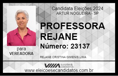 Candidato PROFESSORA REJANE 2024 - ARTUR NOGUEIRA - Eleições