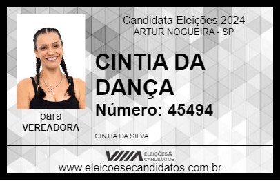 Candidato CINTIA DA DANÇA 2024 - ARTUR NOGUEIRA - Eleições