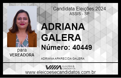 Candidato ADRIANA GALERA 2024 - ASSIS - Eleições