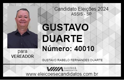 Candidato GUSTAVO DUARTE 2024 - ASSIS - Eleições