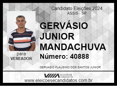 Candidato GERVÁSIO JUNIOR MANDACHUVA 2024 - ASSIS - Eleições