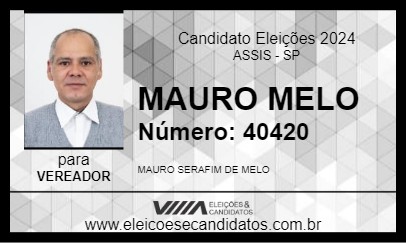 Candidato MAURO MELO 2024 - ASSIS - Eleições