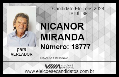 Candidato NICANOR MIRANDA  2024 - TATUÍ - Eleições