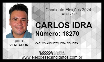 Candidato CARLOS IDRA 2024 - TATUÍ - Eleições