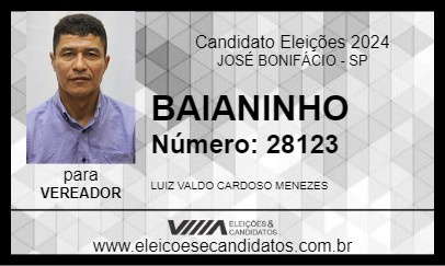 Candidato BAIANINHO 2024 - JOSÉ BONIFÁCIO - Eleições