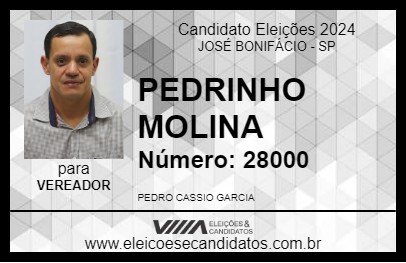 Candidato PEDRINHO MOLINA 2024 - JOSÉ BONIFÁCIO - Eleições