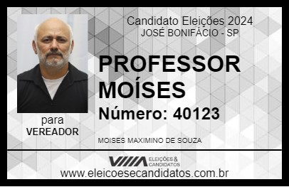 Candidato PROFESSOR MOÍSES 2024 - JOSÉ BONIFÁCIO - Eleições