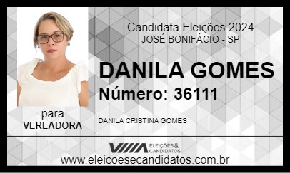 Candidato DANILA GOMES 2024 - JOSÉ BONIFÁCIO - Eleições