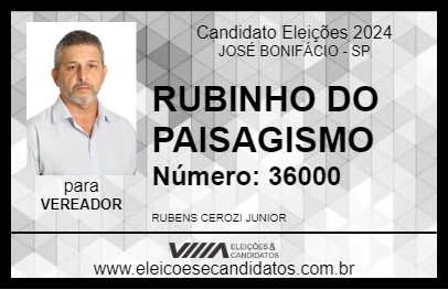 Candidato RUBINHO DO PAISAGISMO 2024 - JOSÉ BONIFÁCIO - Eleições