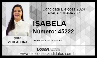 Candidato ISABELA 2024 - ARAÇARIGUAMA - Eleições