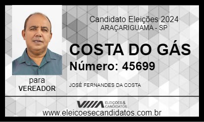 Candidato COSTA DO GÁS 2024 - ARAÇARIGUAMA - Eleições