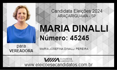 Candidato MARIA DINALLI 2024 - ARAÇARIGUAMA - Eleições