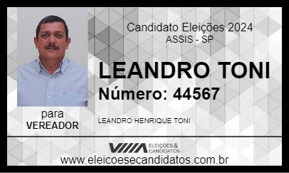 Candidato LEANDRO TONI 2024 - ASSIS - Eleições