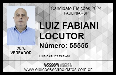 Candidato LUIZ FABIANI LOCUTOR 2024 - PAULÍNIA - Eleições